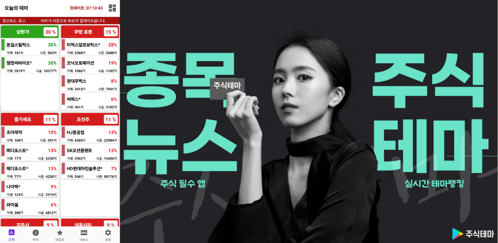 [주식테마] 실시간 주식테마 랭킹
